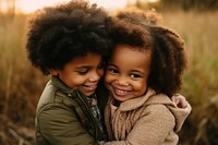 Black kids portrait hugging child. AI generated Image by rawpixel.