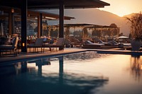 A hotel pool architecture outdoors poolside. AI generated Image by rawpixel.