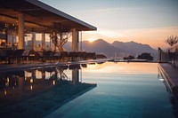 A hotel pool architecture mountain outdoors. AI generated Image by rawpixel.
