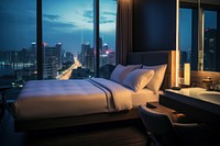 Hotel city room architecture. AI generated Image by rawpixel.