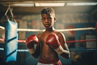 Boy practicing boxing punching sports gym. AI generated Image by rawpixel.