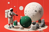 Vintage space science illustration sphere astronaut astronomy. AI generated Image by rawpixel.