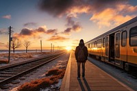 Train outdoors standing railway. AI generated Image by rawpixel.