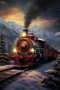 Train locomotive mountain vehicle. AI generated Image by rawpixel.
