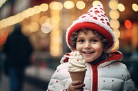 A kid having a christmas ice-cream dessert happy food. AI generated Image by rawpixel.