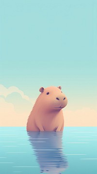 Cute capybara animal cartoon mammal. AI generated Image by rawpixel.