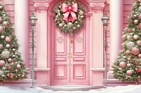 Christmas backgrounds wreath door. AI generated Image by rawpixel.