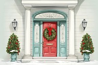 Christmas architecture building wreath. AI generated Image by rawpixel.