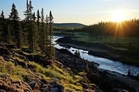 Landscape nature wilderness sunlight. AI generated Image by rawpixel.