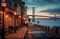 American city street building bridge architecture. AI generated Image by rawpixel.