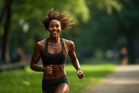 Black woman running jogging adult determination. AI generated Image by rawpixel.
