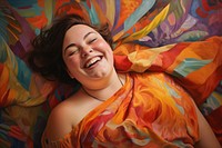 Chubby woman smiling laughing portrait smile. AI generated Image by rawpixel.