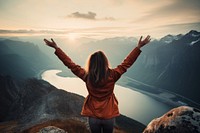 Woman mountain standing adult. AI generated Image by rawpixel.