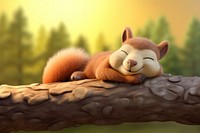 Happy sleeping squirrel cartoon animal mammal. AI generated Image by rawpixel.