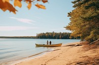 Autumn canoe landscape outdoors. AI generated Image by rawpixel.
