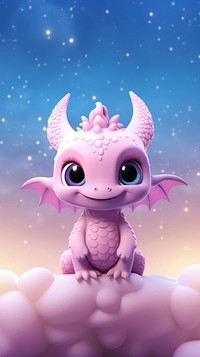 Cute baby dragon cartoon animal purple. AI generated Image by rawpixel.