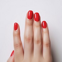Manicure red nail 5 fingers hand fingernail cosmetics. AI generated Image by rawpixel.