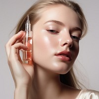 Woman drop serum cosmetics portrait perfume. AI generated Image by rawpixel.