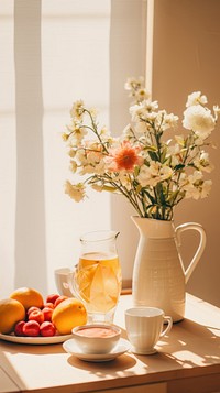 Brunch background windowsill furniture flower. AI generated Image by rawpixel.