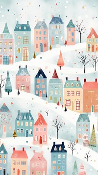 Snowy Christmas town christmas pattern architecture. AI generated Image by rawpixel.