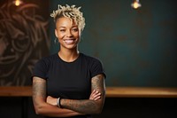 African american woman portrait blonde tattoo. AI generated Image by rawpixel.
