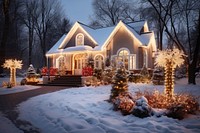 Suburban house christmas architecture building. AI generated Image by rawpixel.