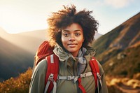 African american woman mountain backpack travel. AI generated Image by rawpixel.
