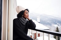 African american woman architecture sitting balcony. AI generated Image by rawpixel.