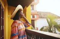 African american woman standing holiday travel. AI generated Image by rawpixel.