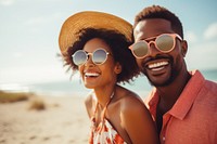African american couple sunglasses laughing travel. AI generated Image by rawpixel.