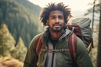 African american man mountain backpack travel. AI generated Image by rawpixel.