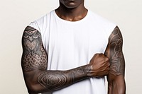 Owl tattoo sleeve arm. AI generated Image by rawpixel.