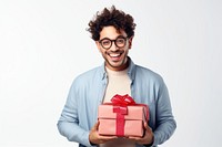 Latin man glasses smiling gift. AI generated Image by rawpixel.