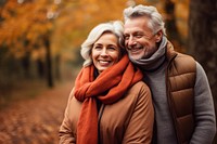 Happy mature couple autumn adult scarf. AI generated Image by rawpixel.