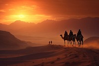 Camel caravan desert outdoors nature. AI generated Image by rawpixel.