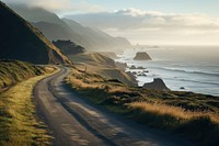 Landscape ocean road outdoors. AI generated Image by rawpixel.