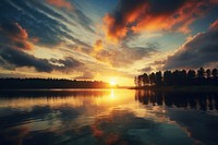 Beautiful lake landscape sun sunlight. 