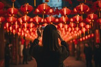 Chinese woman tradition lantern adult. AI generated Image by rawpixel.