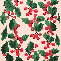 Christmas hollies pattern backgrounds christmas cherry. AI generated Image by rawpixel.