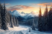 Winter mountains landscape panoramic outdoors. AI generated Image by rawpixel.