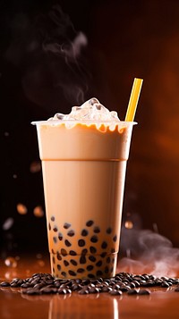 Taiwanese bubble tea background drink cup refreshment. AI generated Image by rawpixel.