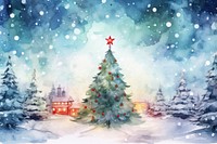 Christmas watercolor outdoors plant tree. AI generated Image by rawpixel.