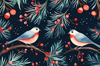 Christmas watercolor pattern backgrounds bird. AI generated Image by rawpixel.