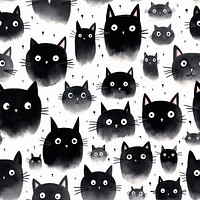 Black cat backgrounds cartoon pattern. 