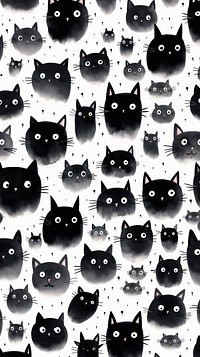 Black cat backgrounds pattern cartoon. AI generated Image by rawpixel.