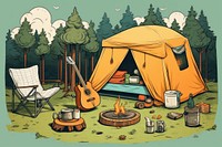Camping outdoors chair tent. AI generated Image by rawpixel.