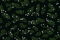 Chrismas hollies pattern green plant black. AI generated Image by rawpixel.
