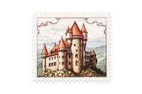 Castle architecture building postage stamp.