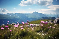 Mountain nature flower wilderness. AI generated Image by rawpixel.