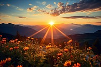 Nature flower sun landscape. AI generated Image by rawpixel.